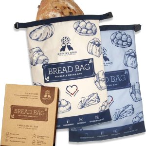 GRIN BY GRIN- 2 Packs Bread Bags, Zipper Reusable Bread Bags for Homemade Loaf, Freezer Sourdough Container, Fresh Keeping Extra Large, Reusable Food Storage Bag