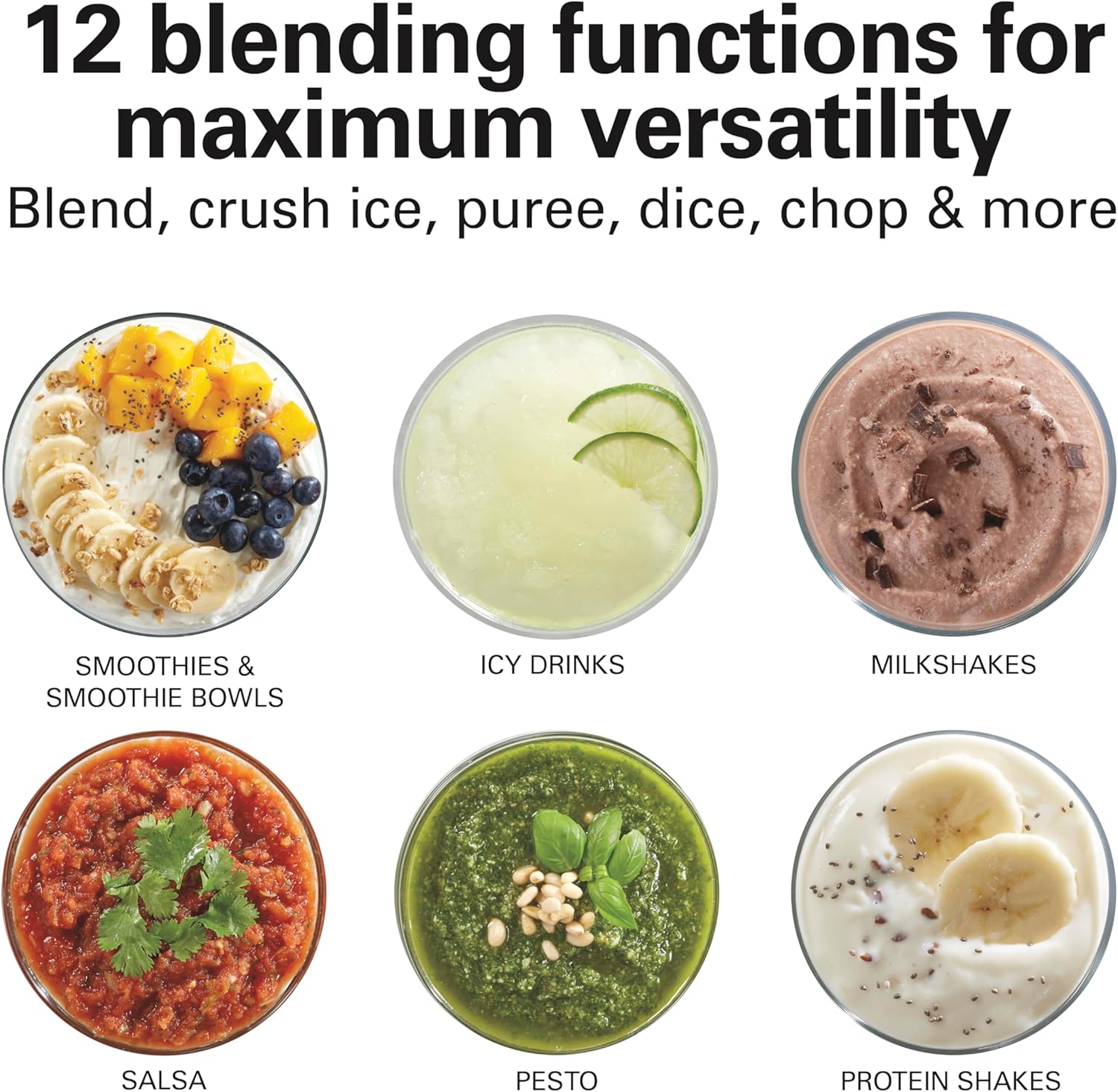 Hamilton Beach Power Elite Wave Action Blender For Smoothies, 40 Oz Glass Jar, 12 Functions Including Puree, Crush Ice, 700 Watts - Black (58148A) - Image 6